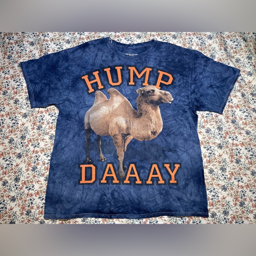 3D Tees HUMP DAY Camel Logo Shirt TieDye Style Blue T-Shirt Men's XL (46/48)-A40